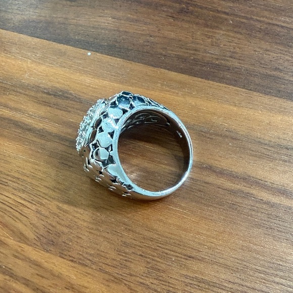 925 Sterling Silver Vintage Cubic Zirconia Dotted Square Ring Size 7 - Picture 5 of 10